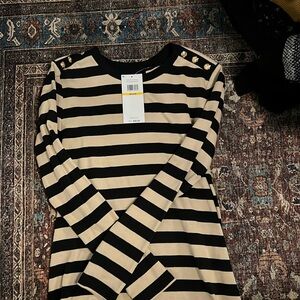 Striped long sleeve shirt.